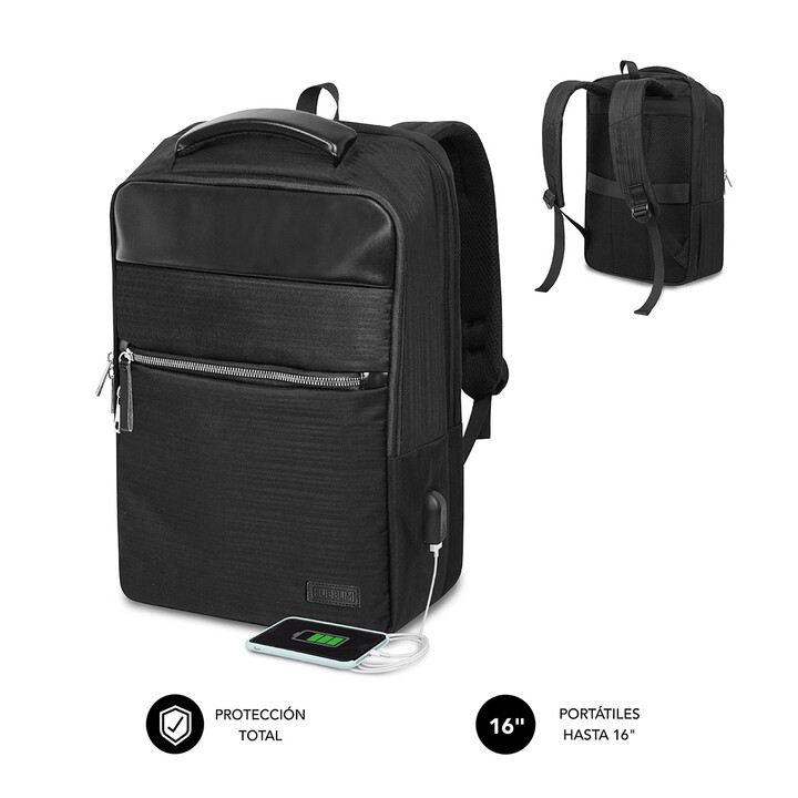 Subblim Business V2 AP Sac à dos pour ordinateurs portables jusqu'à 15,6"/ Port USB/ Noir