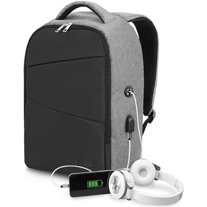 Subblim Secure V2 AP RucksackfürLaptops bis 15,6'/ USB-Anschluss/ Diebstahlschutz/ Grau