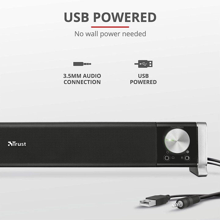 Trust Asto sound bar for PC and TV black