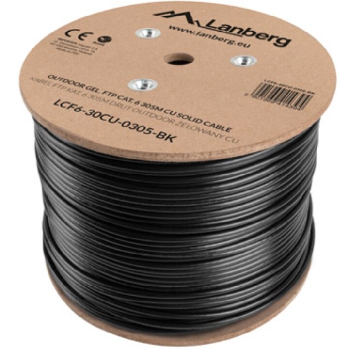 Lanberg LCF6-30CU-0305-BK cable de red Negro 305 m Cat6