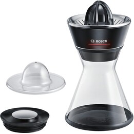 Bosch MCP72GPB citrus presses Plastic, Stainless steel Black, Transparent