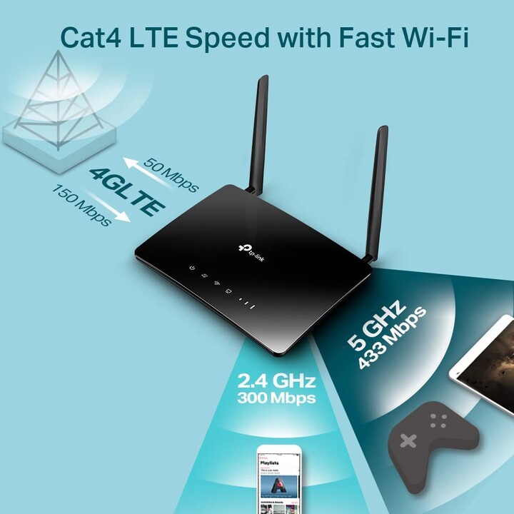 TP-LINK Archer MR200 WLAN-Router Schnelles Ethernet Dual-Band (2,4 GHz/5 GHz) 4G Schwarz