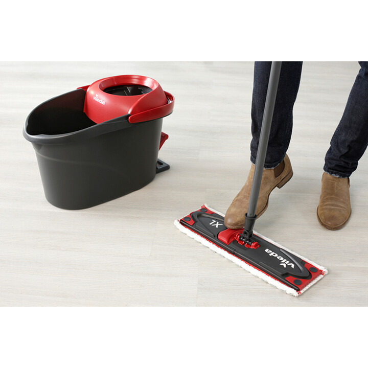 Vileda Ultramat Turbo XL fregona Seca y húmeda Microfibra Negro, Rojo