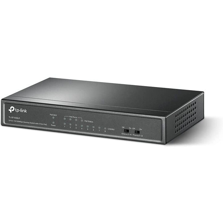 TP-LINK TL-SF1008LP switch Unmanaged Fast Ethernet (10/100) Power over Ethernet (PoE) Black