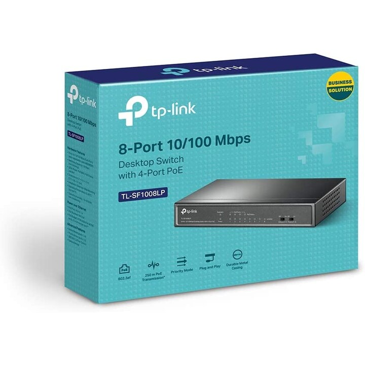 TP-LINK TL-SF1008LP switch Unmanaged Fast Ethernet (10/100) Power over Ethernet (PoE) Black