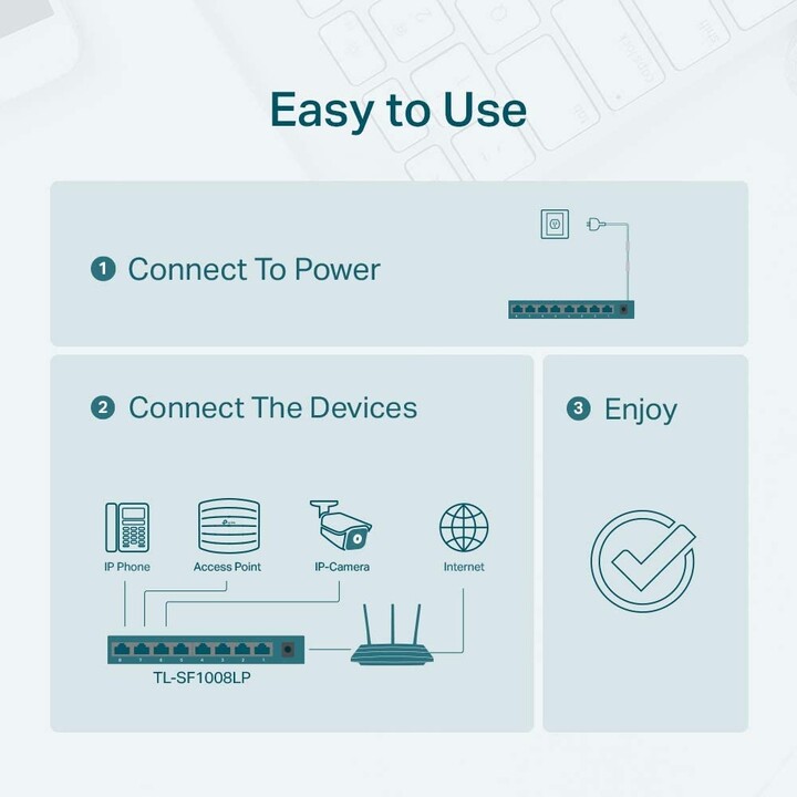 TP-LINK TL-SF1008LP switch Unmanaged Fast Ethernet (10/100) Power over Ethernet (PoE) Black