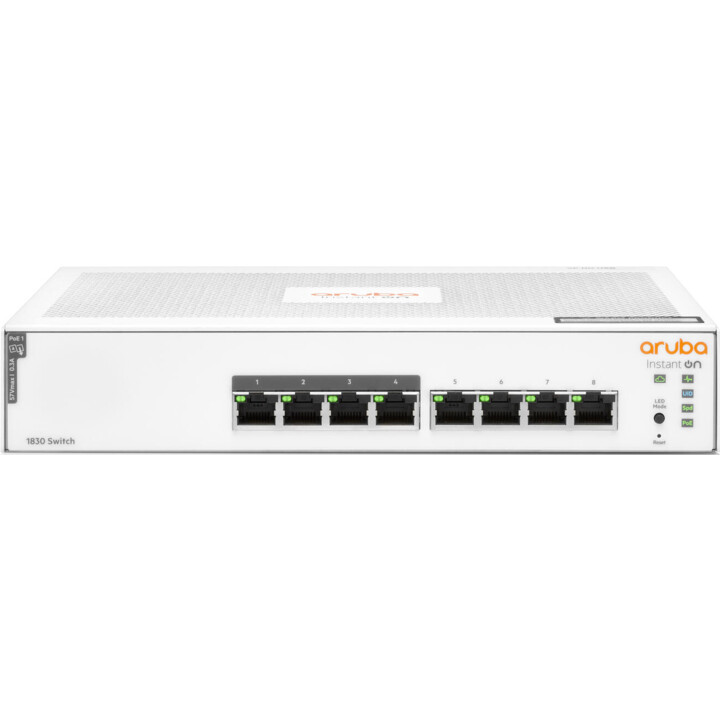 HPE Aruba Instant On 1830 8G 4p PoE 65W Switch Klasse 4 EU los 0dB (8 RJ-45 10/100/1000-Ports JL811A)