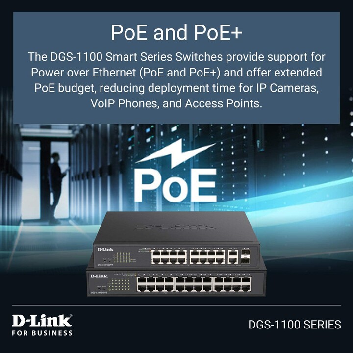 D-Link DGS-1100-24PV2 commutateur réseau Géré Gigabit Ethernet (10/100/1000) Connexion Ethernet, supportant l'alimentation via 