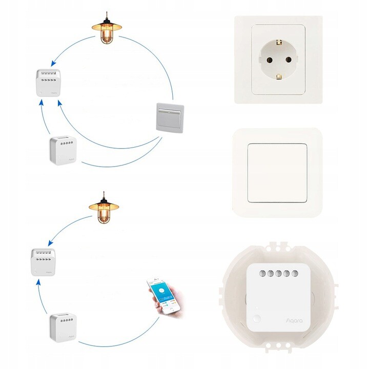 AQARA Single Switch Module T1 SSM-U01 módulo de interruptor simples com neutro Zigbee branco