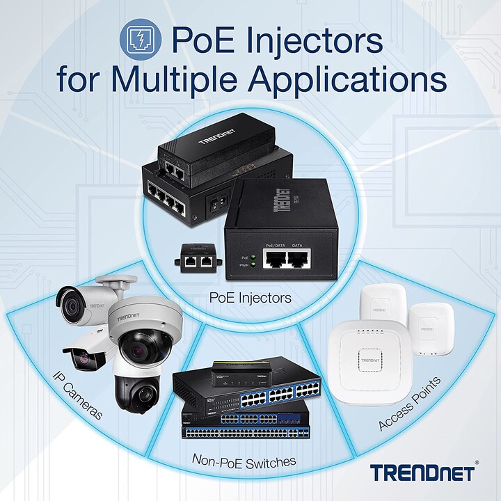 PoE-Injektor TRENDnet TPE-117GI/ 802.3af/at/u/ab 2 RJ45-Buchse