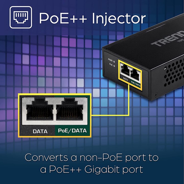 PoE-Injektor TRENDnet TPE-119GI/ 802.3af/at/u/ab/bt 2 RJ45-Buchse