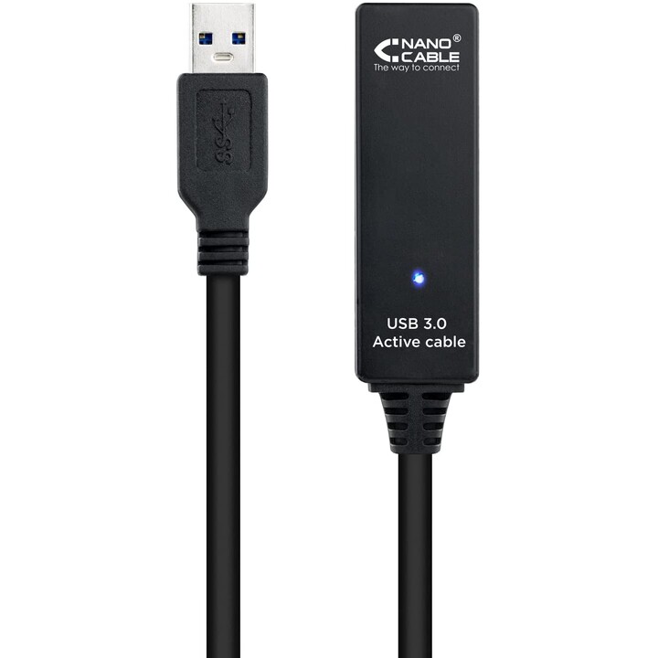 Rallonge USB 3.0 Nanocable 10.01.0312/ USB Mâle - USB Femelle/ 10m/ Noir