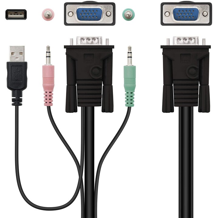 KVM NANOCABLE 10.12.0001 PARA 2 PC - CPU: 2*VGA + 2*USB + 4*JACK 3.5 / CONSOLA: 2*USB + VGA + 2*JACK 2.5 - 1.4M