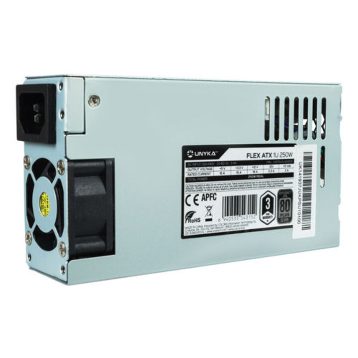 FUENTE ALIMENTACION 250W UNYKA PFC-ACTIVO 4CM ATX FLEX 1U 87%