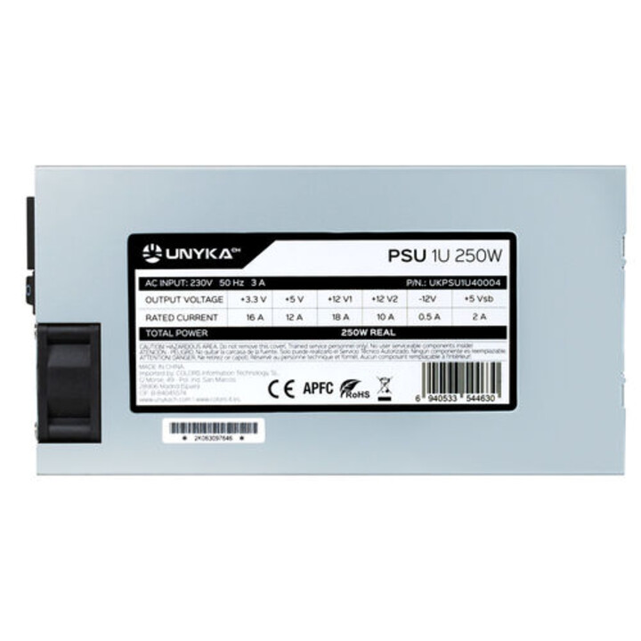 POWER SUPPLY 250W UNYKA PFC-ACTIVE 4CM ATX FLEX 1U STANDARD