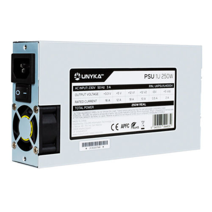 STROMVERSORGUNG 250W UNYKA PFC-ACTIVE 4CM ATX FLEX 1U STANDARD