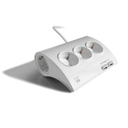 BORNIER EWENT EW3935 5 PRISES + 2USB BLANC AVEC Interrupter