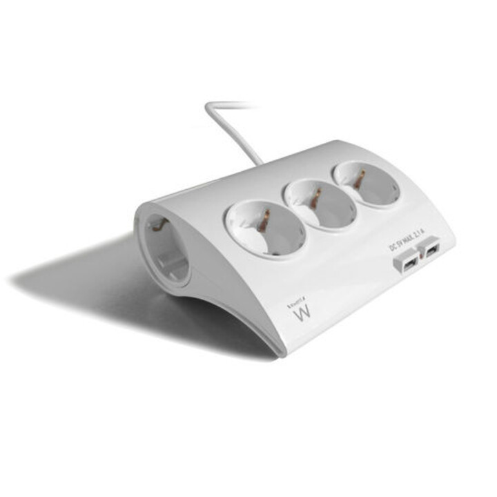 BLOCO DE TERMINAIS EWENT EW3935 5 SOQUETES + 2USB BRANCO COM INTERRUPTOR