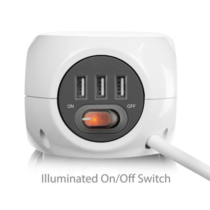 CUBE STRIP EWENT EW3939 3TOMAS + 3USB C/Switch BRANCO