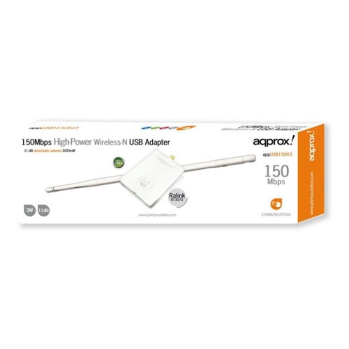Adaptador Red Approx Appusb150H3 Usb2.0 Wifi-N/150Mbps Wps 1Antena-11Dbi