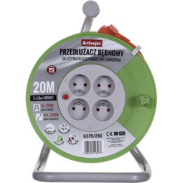 Activejet AJE-PB/20M Verlängerungskabel 4 AC-Ausgänge Indoor Grau, Limette