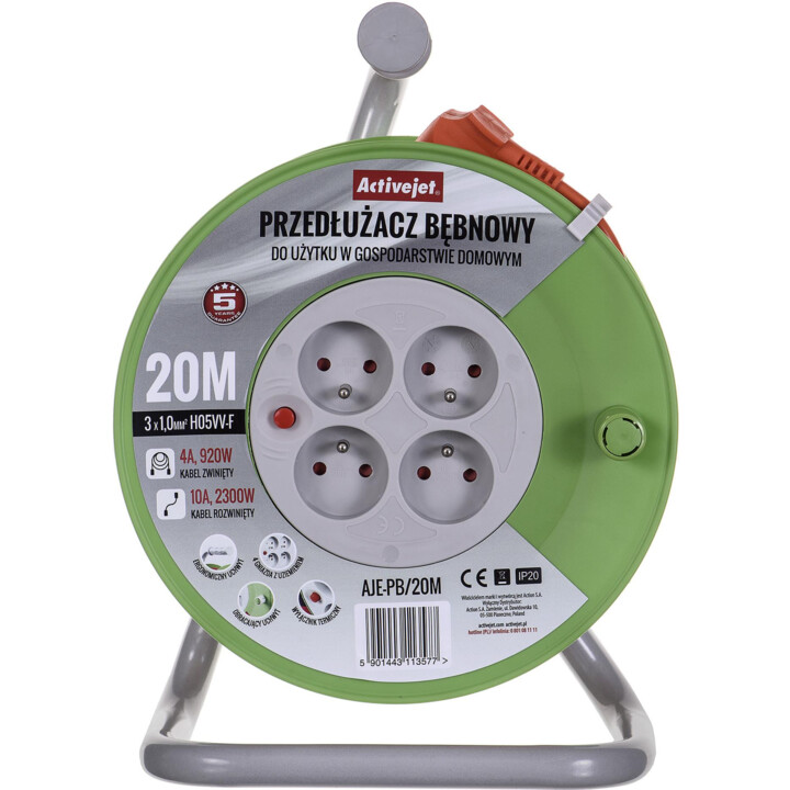 Activejet AJE-PB/20M multiple base 4 outlets AC Interior Grey, Lime