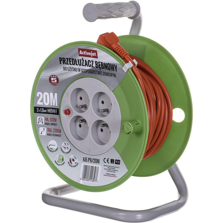 Activejet AJE-PB/20M multiple base 4 outlets AC Interior Grey, Lime