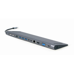 Gembird A-CM-COMBO9-01 9 in 1 USB Type C Multiport Adapter (USB Hub + HDMI + VGA + PD + Card Reader + LAN +