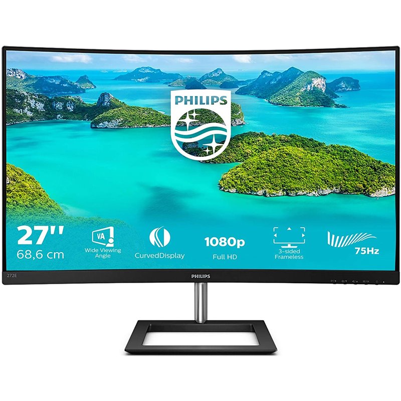 Philips 272E1CA Curved-Monitor 68,6 cm (27 Zoll)(Full-HD, VA-Panel, VGA, HDMI, DisplayPort, Lautsprecher, SmartContrast)