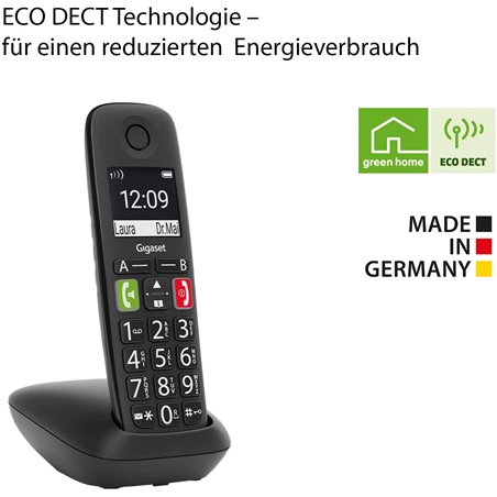 GIGASET DECT TELEPHONE E290 BIG KEYS NOIR