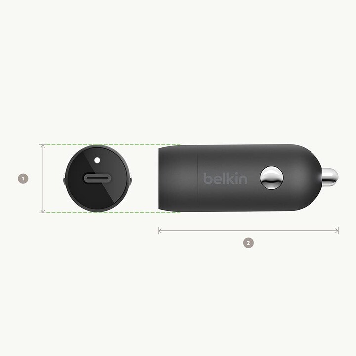 CARREGADOR USB-C BELKIN 20W PD PRETO PARA CARRO