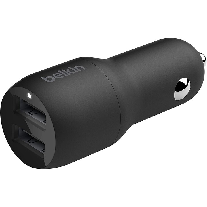 BELKIN 24W 4.8A 2XUSB PRETO CARREGADOR USB PARA CARRO + CABO USB-C