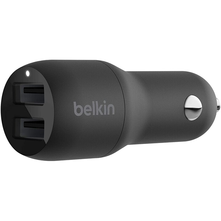 BELKIN 24W 4.8A 2XUSB PRETO CARREGADOR USB PARA CARRO + CABO USB-C
