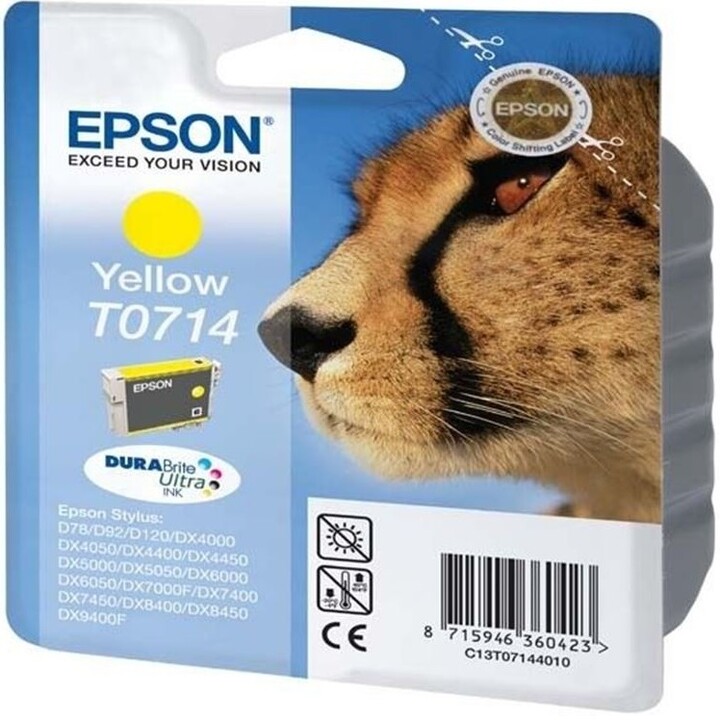 EPSON T0714 AMARELO STYLUS D78 / D92 / D120 / DX4000 / DX5000 / DX6000 / DX7400 / SX105 / BX300F CARTUCHO