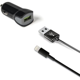 CARICABATTERIE USB DA AUTO CELLY 2.4A + CAVO LIGHTNING NERO