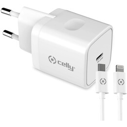 CELLY 20W WEISSES USB-C-LADEGERÄT + USB-C-BLITZKABEL