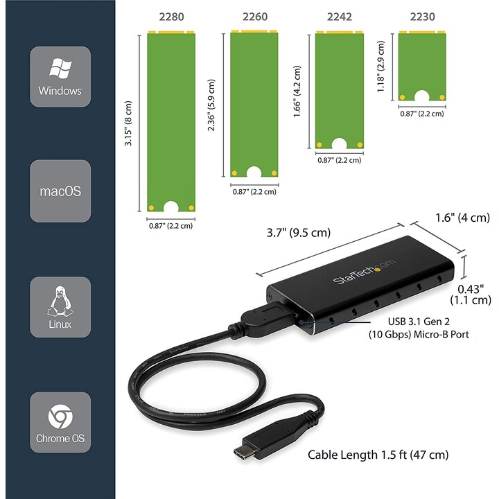 STARTECH M.2 FESTPLATTENADAPTER FÜR USB-C