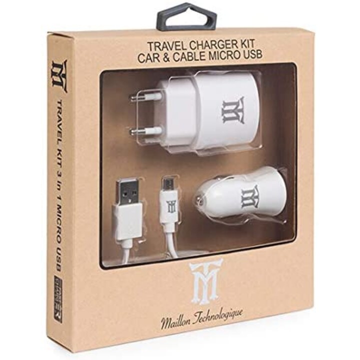 Kit chargeur Maillon maison 2.4 + chargeur voiture 2.4A + câble micro USB 2.4 1m