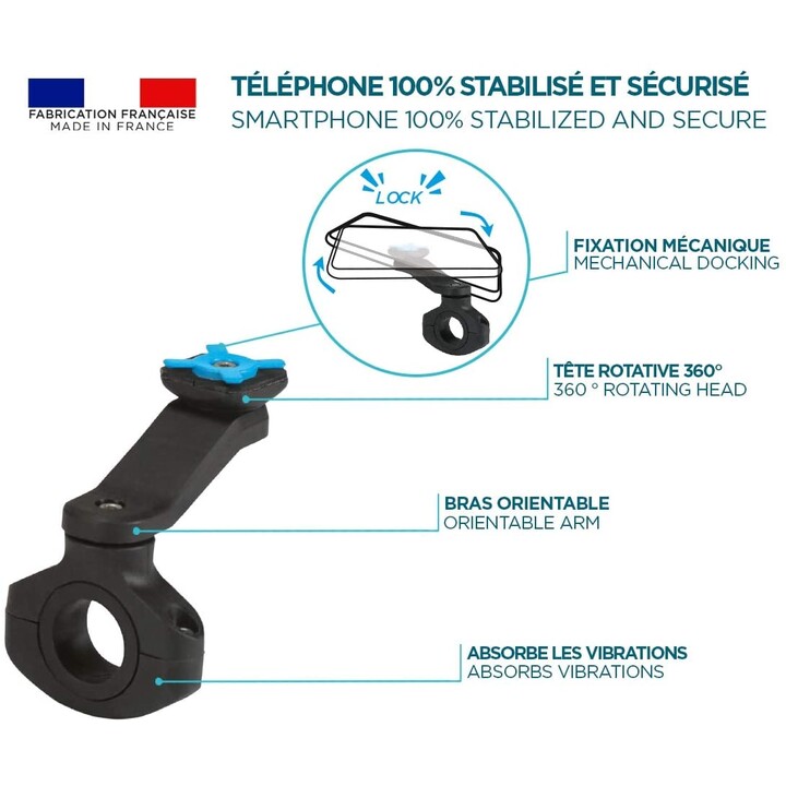 Mobilis Supporto per cellulare per moto/scooter, supporto universale per smartphone, regolabile