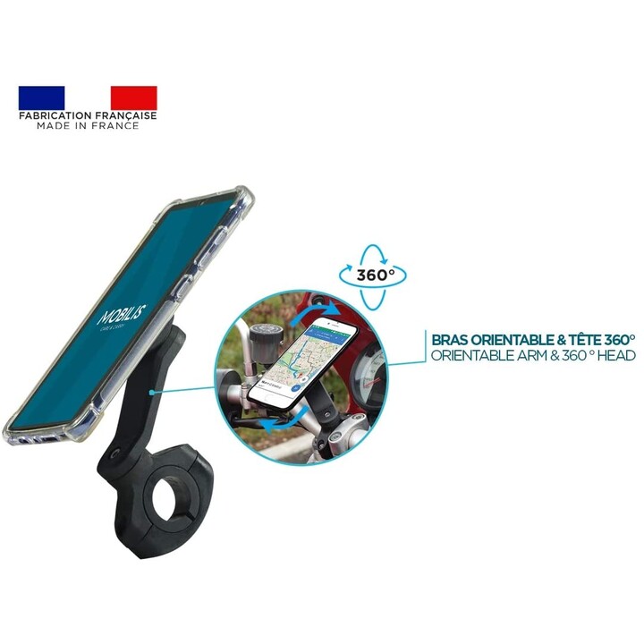 Mobilis Supporto per cellulare per moto/scooter, supporto universale per smartphone, regolabile