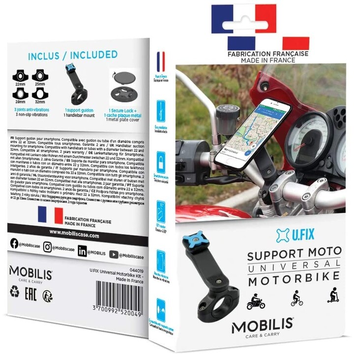 Mobilis Supporto per cellulare per moto/scooter, supporto universale per smartphone, regolabile