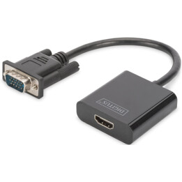 CONVERSOR DIGITUS VGA MACHO A HDMI HEMBRA 1080P CON AUDIO