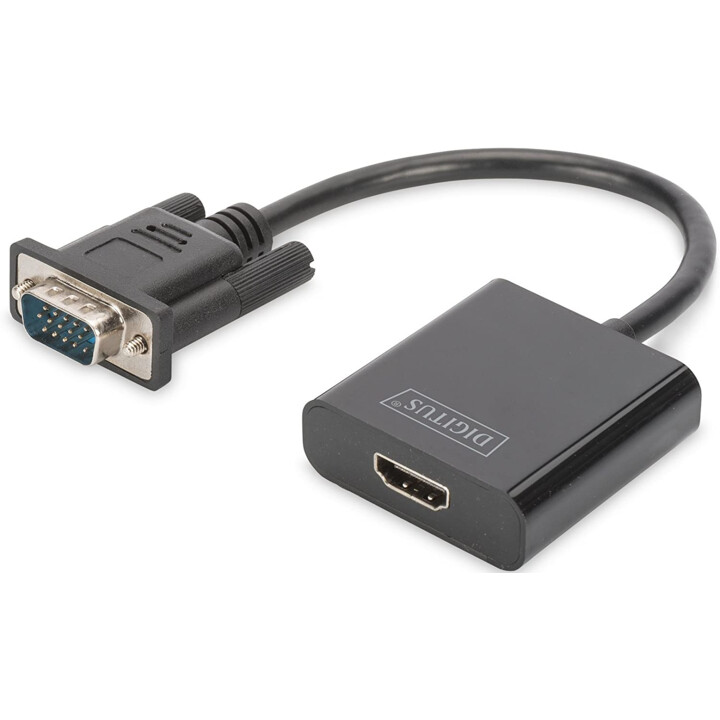 CONVERSOR DIGITUS VGA MACHO A HDMI HEMBRA 1080P CON AUDIO
