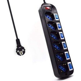TERMINAL EWENT 5 SOQUETES + 5 INTERRUPTORES PRETOS