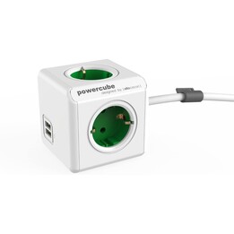 REGLETA POWERCUBE EXTENDED USB 4 TOMAS Blanco/GREEN 1.5M