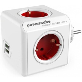 POWERCUBE ORIGINAL USB STRIP 4 PRISES BLANC / ROUGE