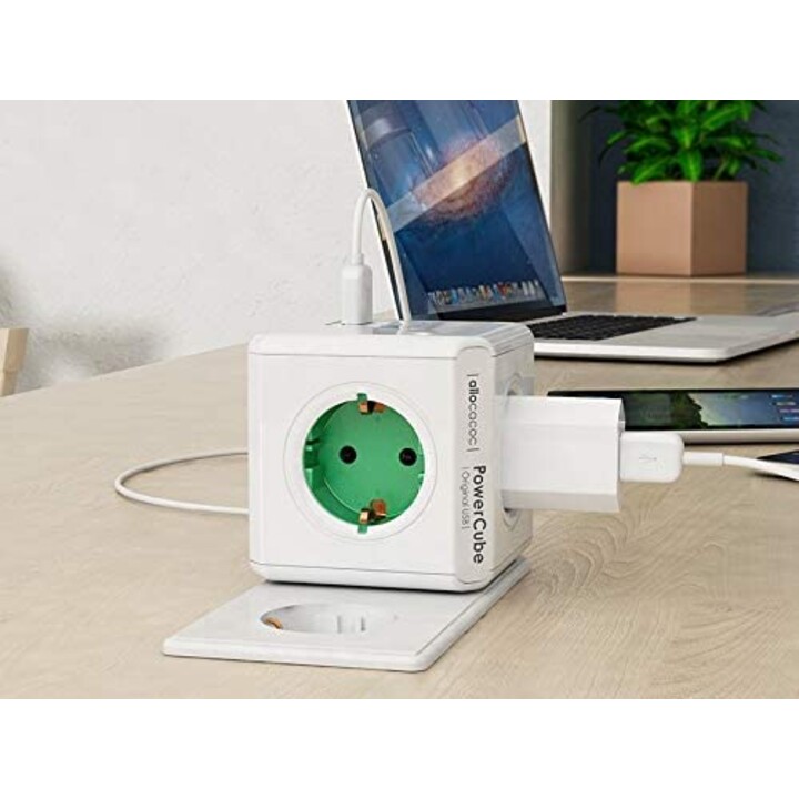 POWERCUBE ORIGINAL USB STRIP 4 SOCKETS WHITE / RED