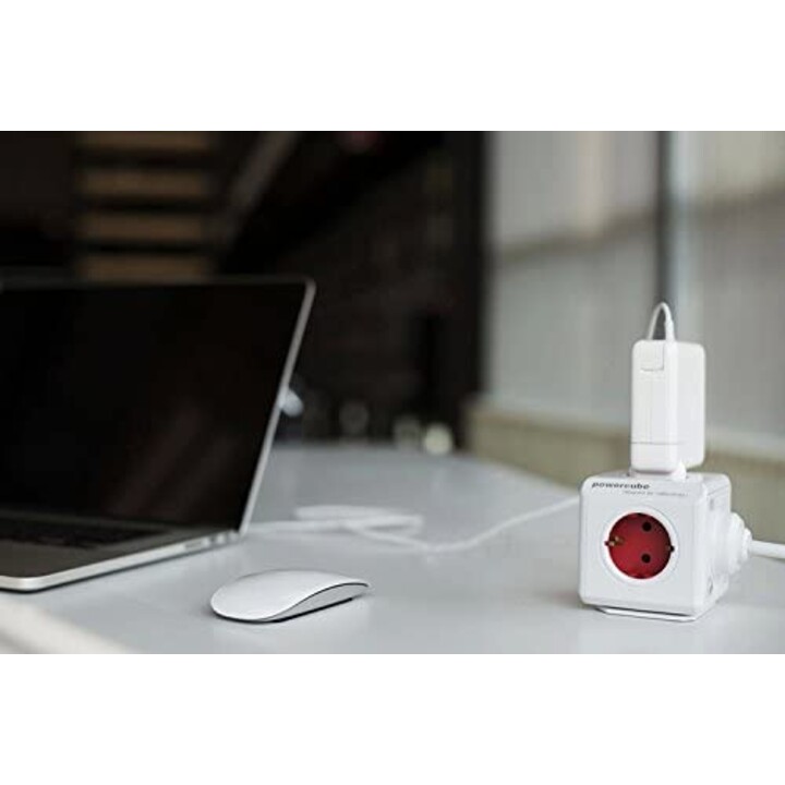 POWERCUBE ORIGINAL USB STRIP 4 SOCKETS WHITE / RED