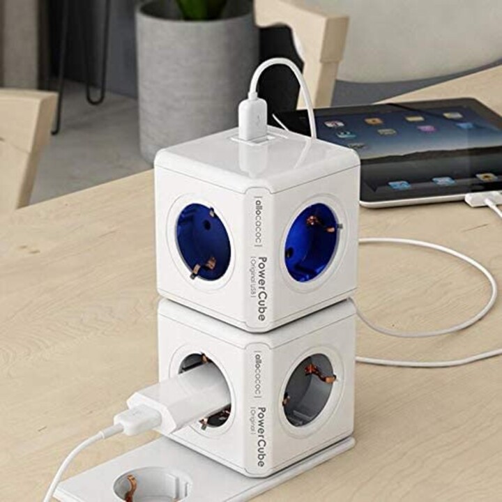 POWERCUBE ORIGINAL USB STRIP 4 SOCKETS WHITE / RED