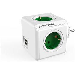 POWERCUBE ORIGINAL USB STRIP 4 SOCKETS WHITE / GREEN